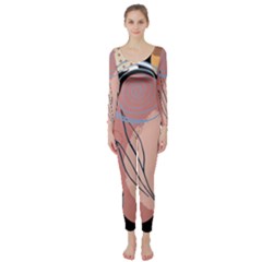 Abstract Boho Bohemian Style Retro Vintage Long Sleeve Catsuit