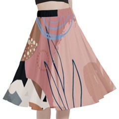 Abstract Boho Bohemian Style Retro Vintage A-line Full Circle Midi Skirt With Pocket