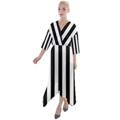 Stripes Geometric Pattern Digital Art Art Abstract Abstract Art Quarter Sleeve Wrap Front Maxi Dress