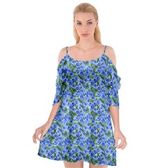 Blue Roses Garden Cutout Spaghetti Strap Chiffon Dress