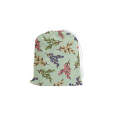 Berries Flowers Pattern Print Drawstring Pouch (small)