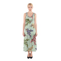 Berries Flowers Pattern Print Sleeveless Maxi Dress