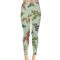 Berries Flowers Pattern Print Inside Out Leggings