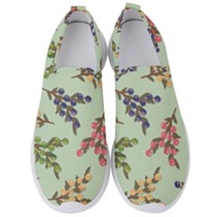 Berries Flowers Pattern Print Men s Slip On Sneakers