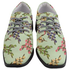 Berries Flowers Pattern Print Women Heeled Oxford Shoes