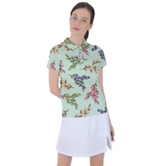 Berries Flowers Pattern Print Women s Polo T-shirt