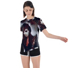 Melancholy Autumn Asymmetrical Short Sleeve Sports T-shirt