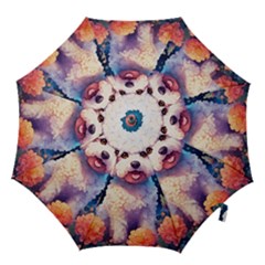 Cute Puppy With Flowers Hook Handle Umbrellas (large)
