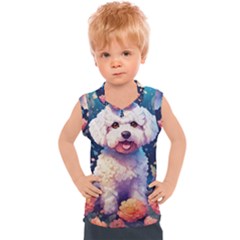 Cute Puppy With Flowers Kids  Sport Tank Top