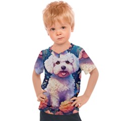 Cute Puppy With Flowers Kids  Sports T-shirt