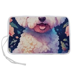 Cute Puppy With Flowers Pen Storage Case (m) by Sparkle