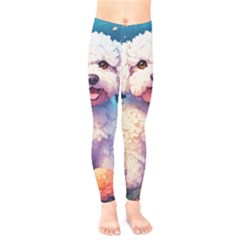 Cute Puppy With Flowers Kids  Classic Winter Leggings