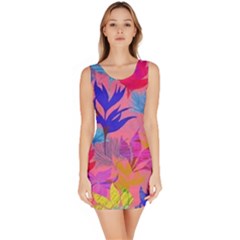 Pink And Blue Floral Bodycon Dress