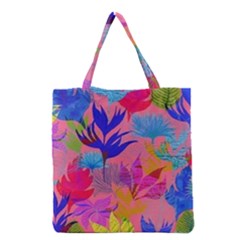 Pink And Blue Floral Grocery Tote Bag