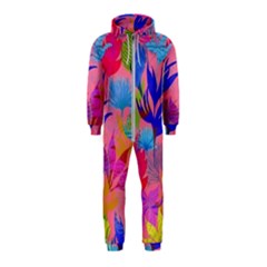 Pink And Blue Floral Hooded Jumpsuit (kids)