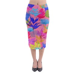 Pink And Blue Floral Midi Pencil Skirt