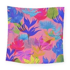 Pink And Blue Floral Square Tapestry (large)