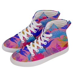 Pink And Blue Floral Women s Hi-top Skate Sneakers