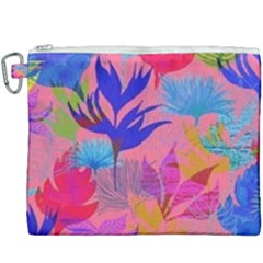 Pink And Blue Floral Canvas Cosmetic Bag (xxxl)