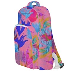 Pink And Blue Floral Double Compartment Backpack