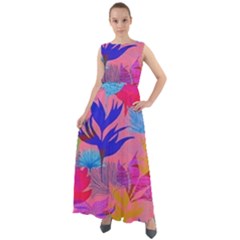 Pink And Blue Floral Chiffon Mesh Boho Maxi Dress