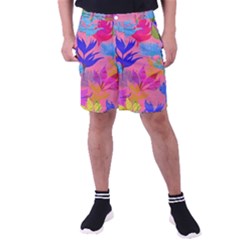 Pink And Blue Floral Men s Pocket Shorts