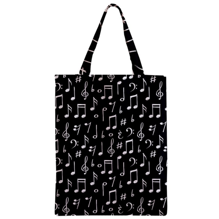 Chalk Music Notes Signs Seamless Pattern Zipper Classic Tote Bag