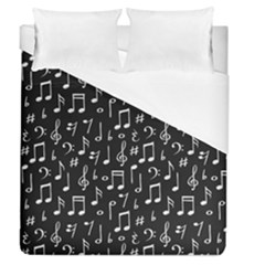 Chalk Music Notes Signs Seamless Pattern Duvet Cover (queen Size)