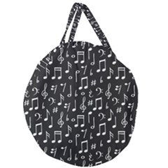 Chalk Music Notes Signs Seamless Pattern Giant Round Zipper Tote