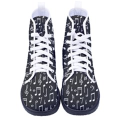 Chalk Music Notes Signs Seamless Pattern Kid s High-top Canvas Sneakers