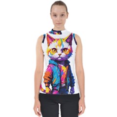 Wild Cat Mock Neck Shell Top