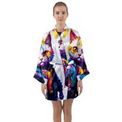 Wild Cat Long Sleeve Satin Kimono