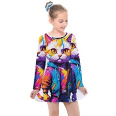 Wild Cat Kids  Long Sleeve Dress