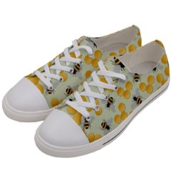 Bees Pattern Honey Bee Bug Honeycomb Honey Beehive Women s Low Top Canvas Sneakers