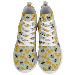 Bees Pattern Honey Bee Bug Honeycomb Honey Beehive Men s Lightweight High Top Sneakers by Bedest