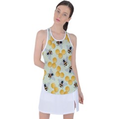 Bees Pattern Honey Bee Bug Honeycomb Honey Beehive Racer Back Mesh Tank Top