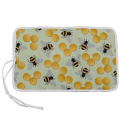 Bees Pattern Honey Bee Bug Honeycomb Honey Beehive Pen Storage Case (s)
