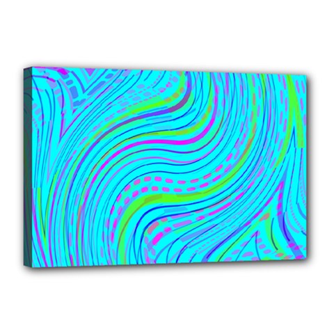 Pattern Swirl Pink Green Aqua Canvas 18  X 12  (stretched)