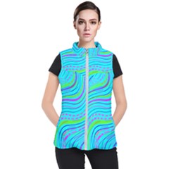 Pattern Swirl Pink Green Aqua Women s Puffer Vest