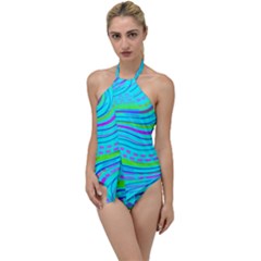 Pattern Swirl Pink Green Aqua Go With The Flow One Piece Swimsuit