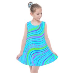 Pattern Swirl Pink Green Aqua Kids  Summer Dress