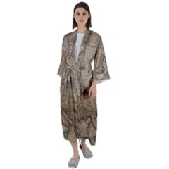 Old Vintage Classic Map Of Europe Maxi Satin Kimono