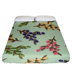 Berries Flowers Pattern Print Fitted Sheet (queen Size)