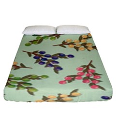 Berries Flowers Pattern Print Fitted Sheet (king Size)