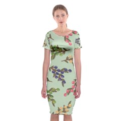 Berries Flowers Pattern Print Classic Short Sleeve Midi Dress