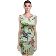 Berries Flowers Pattern Print Sleeveless Velvet Midi Dress