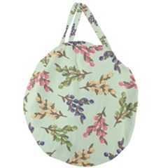 Berries Flowers Pattern Print Giant Round Zipper Tote