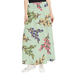 Berries Flowers Pattern Print Maxi Chiffon Skirt