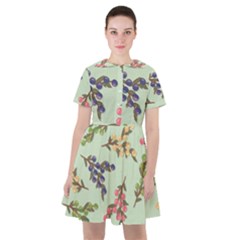 Berries Flowers Pattern Print Sailor Dress