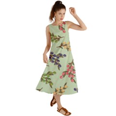 Berries Flowers Pattern Print Summer Maxi Dress